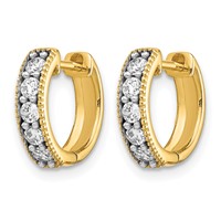 14K Yellow Gold 0.33 Carat Lab Grown Diamond VS SI+ G+ Complete Miligrain Hinged Hoop Earrings view 2