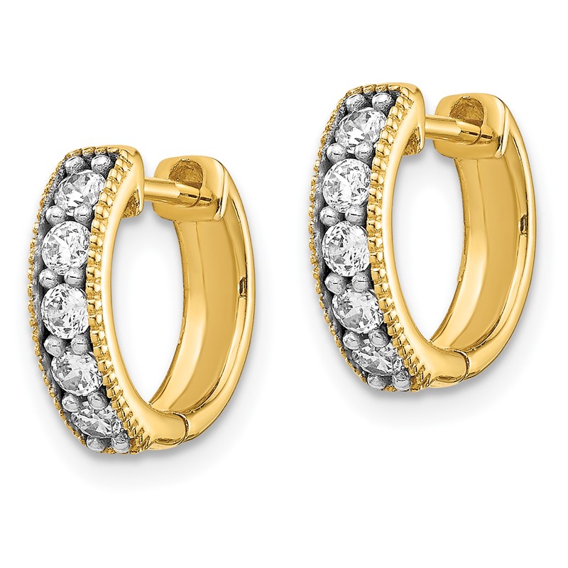 14k 1/3 carat Lab Grown Diamond VS/SI+ G+ Complete Miligrain Hinged Hoop Earrings