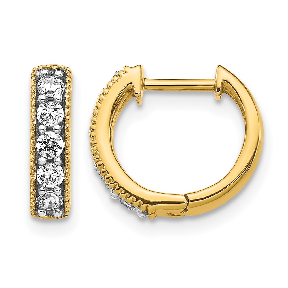 14K Yellow Gold 0.33 Carat Lab Grown Diamond VS SI+ G+ Complete Miligrain Hinged Hoop Earrings