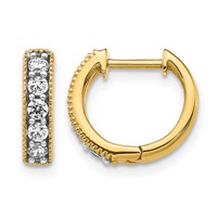 14K Yellow Gold 0.33 Carat Lab Grown Diamond VS SI+ G+ Complete Miligrain Hinged Hoop Earrings view 1