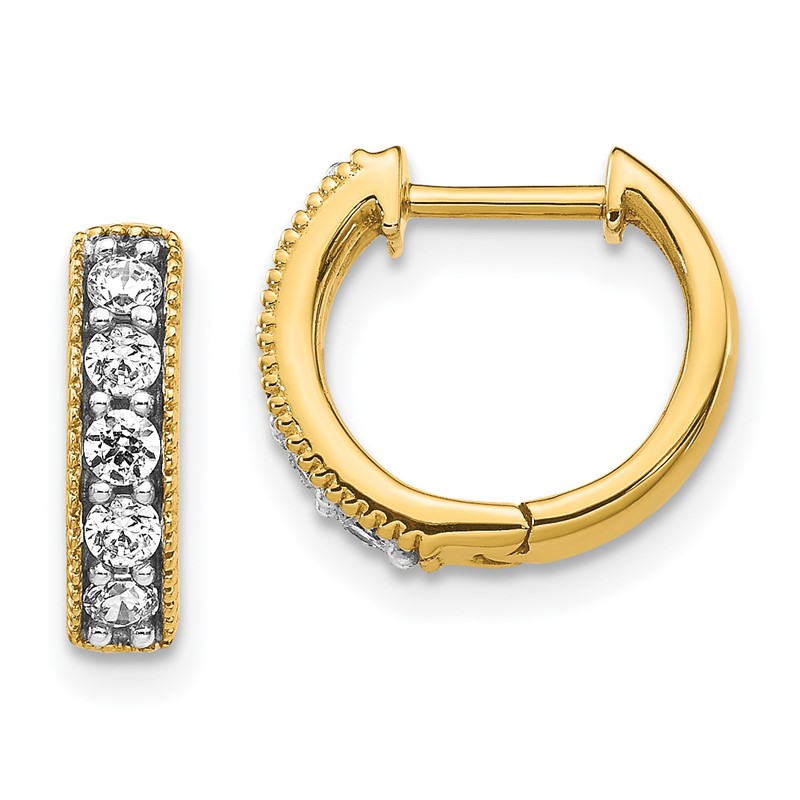 14k 1/3 carat Lab Grown Diamond VS/SI+ G+ Complete Miligrain Hinged Hoop Earrings
