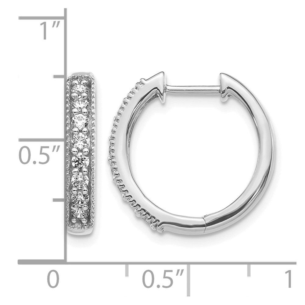 14k White Gold Diamond Milgrain Hinged Hoop Earrings (EM4269-040-WA)