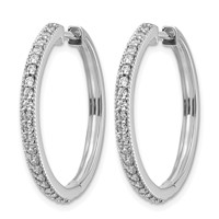 14K White Gold 0.50 Carat Lab Grown Diamond VS SI+ G+ Complete Miligrain Hinged Hoop Earrings view 2