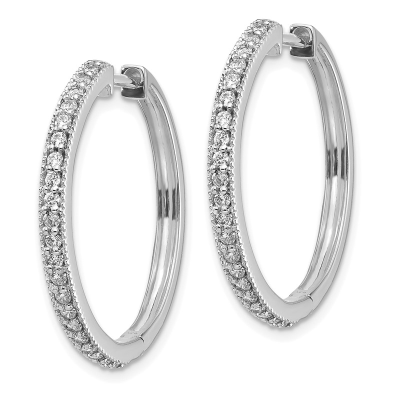 14k White Gold 1/2 carat Lab Grown Diamond VS/SI+ G+ Complete Miligrain Hinged Hoop Earrings