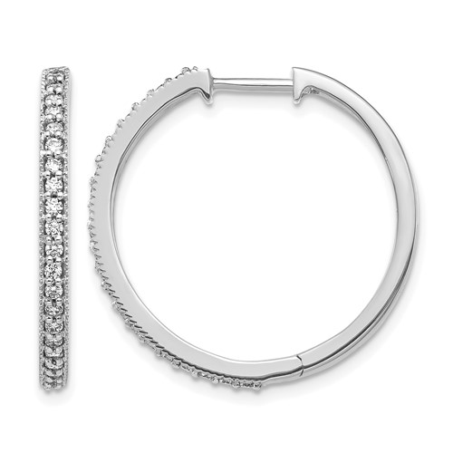 14K White Gold 0.50 Carat Lab Grown Diamond VS SI+ G+ Complete Miligrain Hinged Hoop Earrings