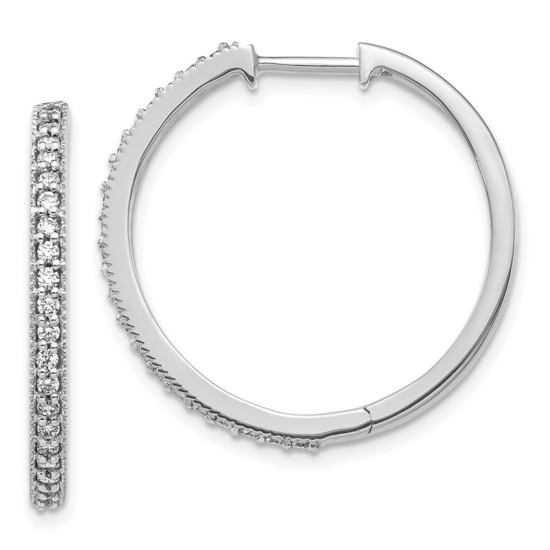 14k White Gold 1/2 carat Lab Grown Diamond VS/SI+ G+ Complete Miligrain Hinged Hoop Earrings