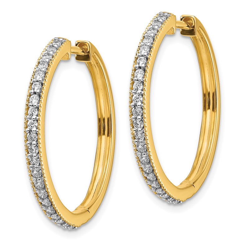 14k 1/2 carat Lab Grown Diamond VS/SI+ G+ Complete Miligrain Hinged Hoop Earrings