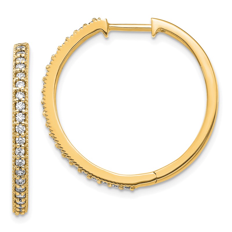 14k 1/2 carat Lab Grown Diamond VS/SI+ G+ Complete Miligrain Hinged Hoop Earrings