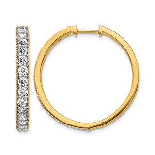 14k 2 carat Diamond Milgrain Hinged Hoop Earrings