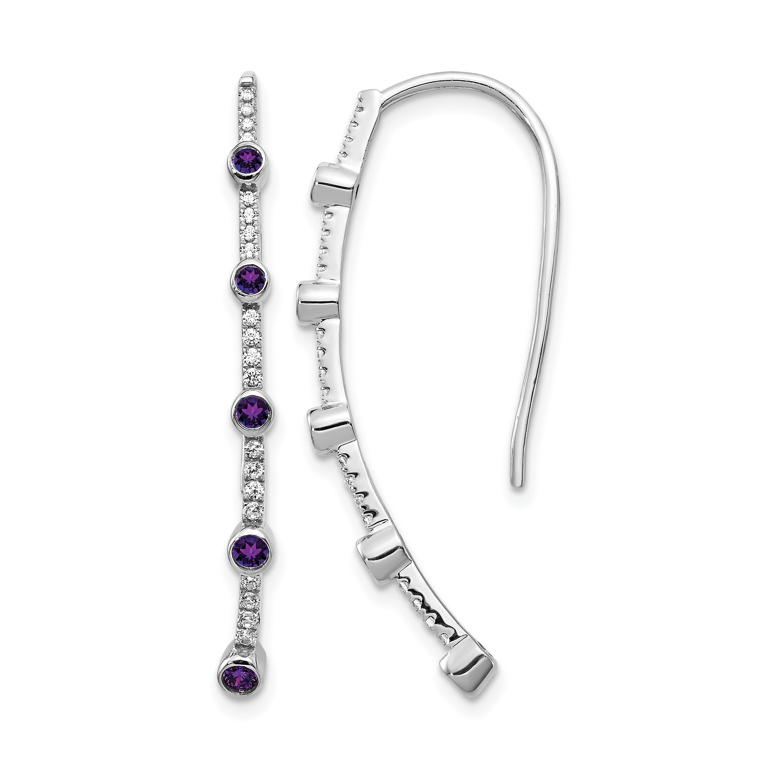 14k White Gold Diamond and Amethyst Earrings (EM4311-AM-020-WA)