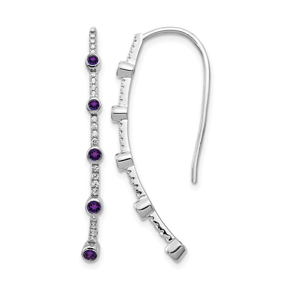 14k White Gold Diamond and Amethyst Earrings (EM4311-AM-020-WA)