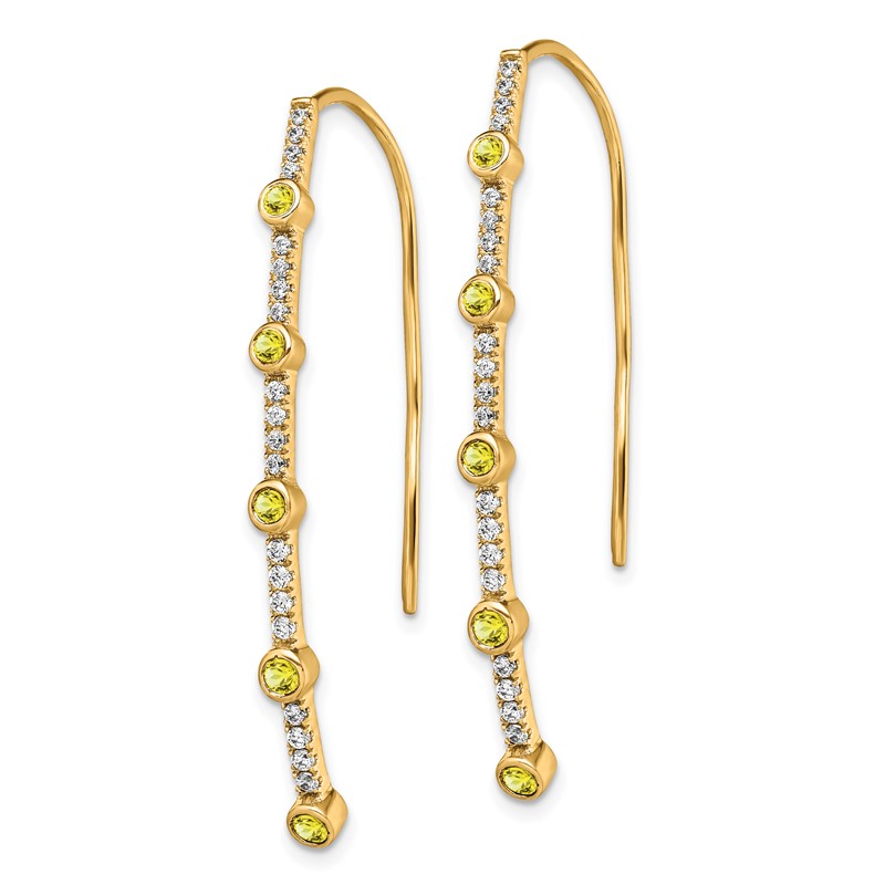 14K Lab Grown Diamond VS/SI+ G+ Cr.Yellow Sapp Threader Earring