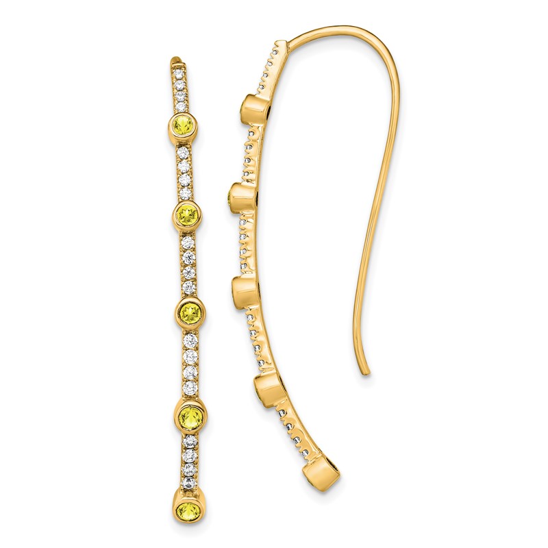 14K Lab Grown Diamond VS/SI+ G+ Cr.Yellow Sapp Threader Earring