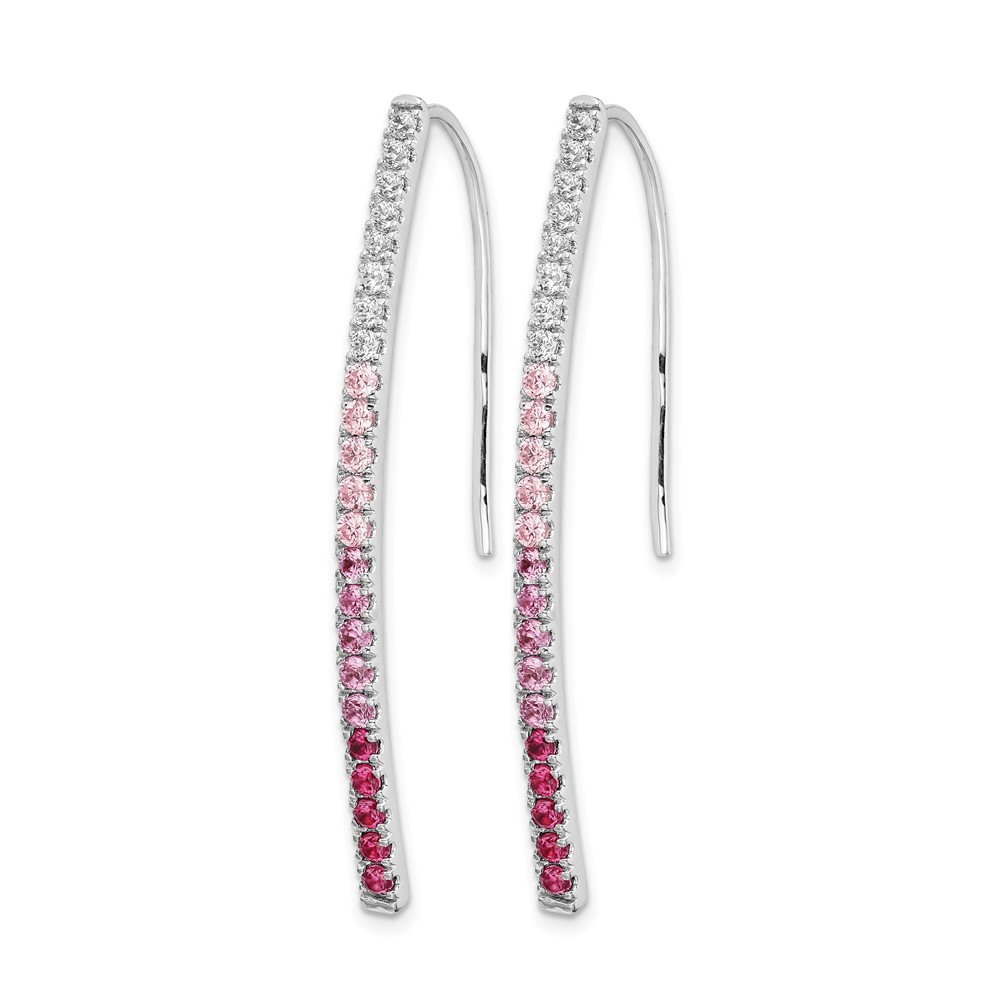 14k White Gold Diamond and Pink Sapphire Earrings (EM4317-PS-038-WA)