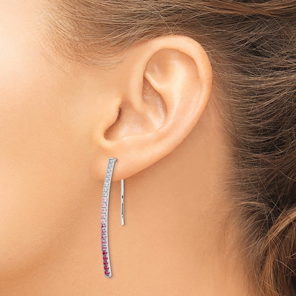 14k White Gold Diamond and Pink Sapphire Earrings (EM4317-PS-038-WA)