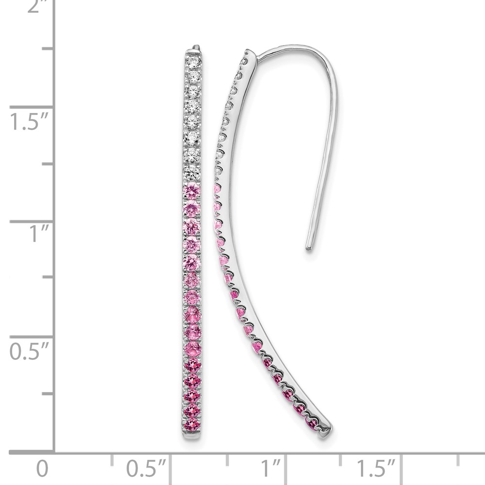 14k White Gold Diamond and Pink Sapphire Earrings (EM4317-PS-038-WA)