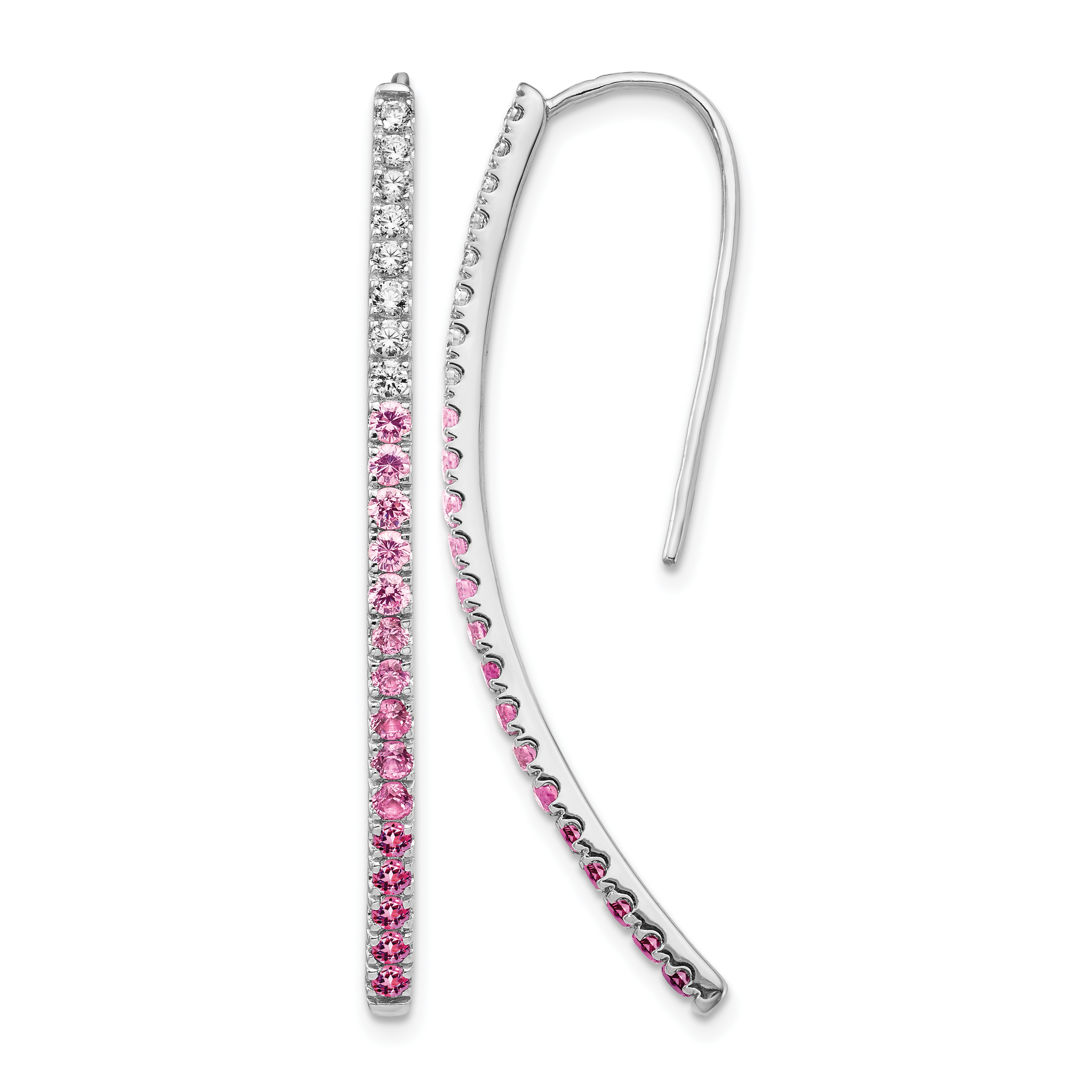 14k White Gold Diamond and Pink Sapphire Earrings (EM4317-PS-038-WA)