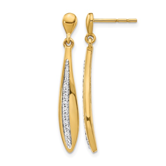 14k 1/4 carat Diamond Oval Dangle Post Earrings