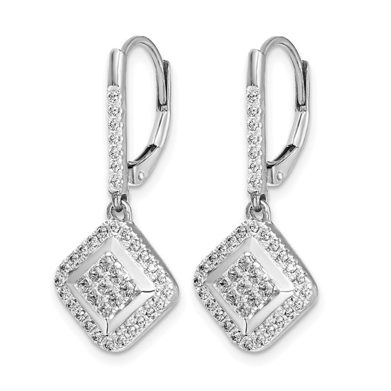 Gold Diamond Dangle Leverback Earrings
