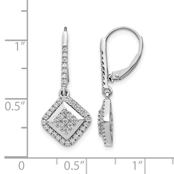 Gold Diamond Dangle Leverback Earrings