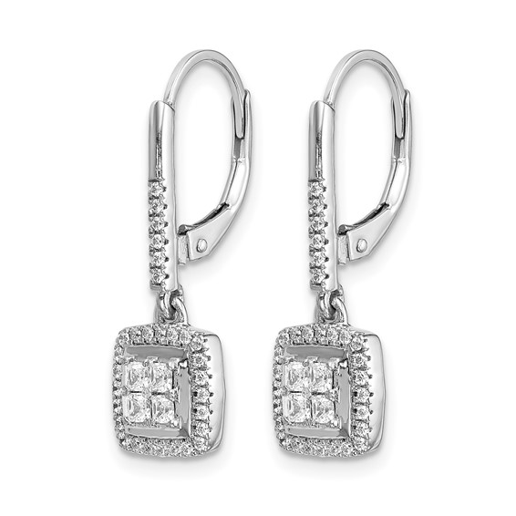 Gold Diamond Dangle Leverback Earrings