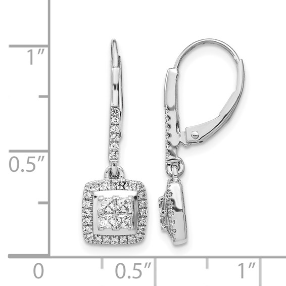 Gold Diamond Dangle Leverback Earrings