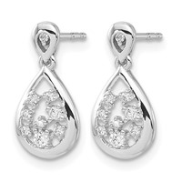 14K White Gold 0.17 Carat Lab Grown Diamond VS SI+ G+ Complete Dangle Teardrop Post Earrings view 2