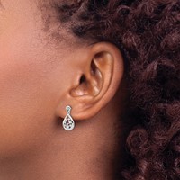 14K White Gold 0.17 Carat Lab Grown Diamond VS SI+ G+ Complete Dangle Teardrop Post Earrings view 3