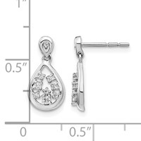 14K White Gold 0.17 Carat Lab Grown Diamond VS SI+ G+ Complete Dangle Teardrop Post Earrings view 4