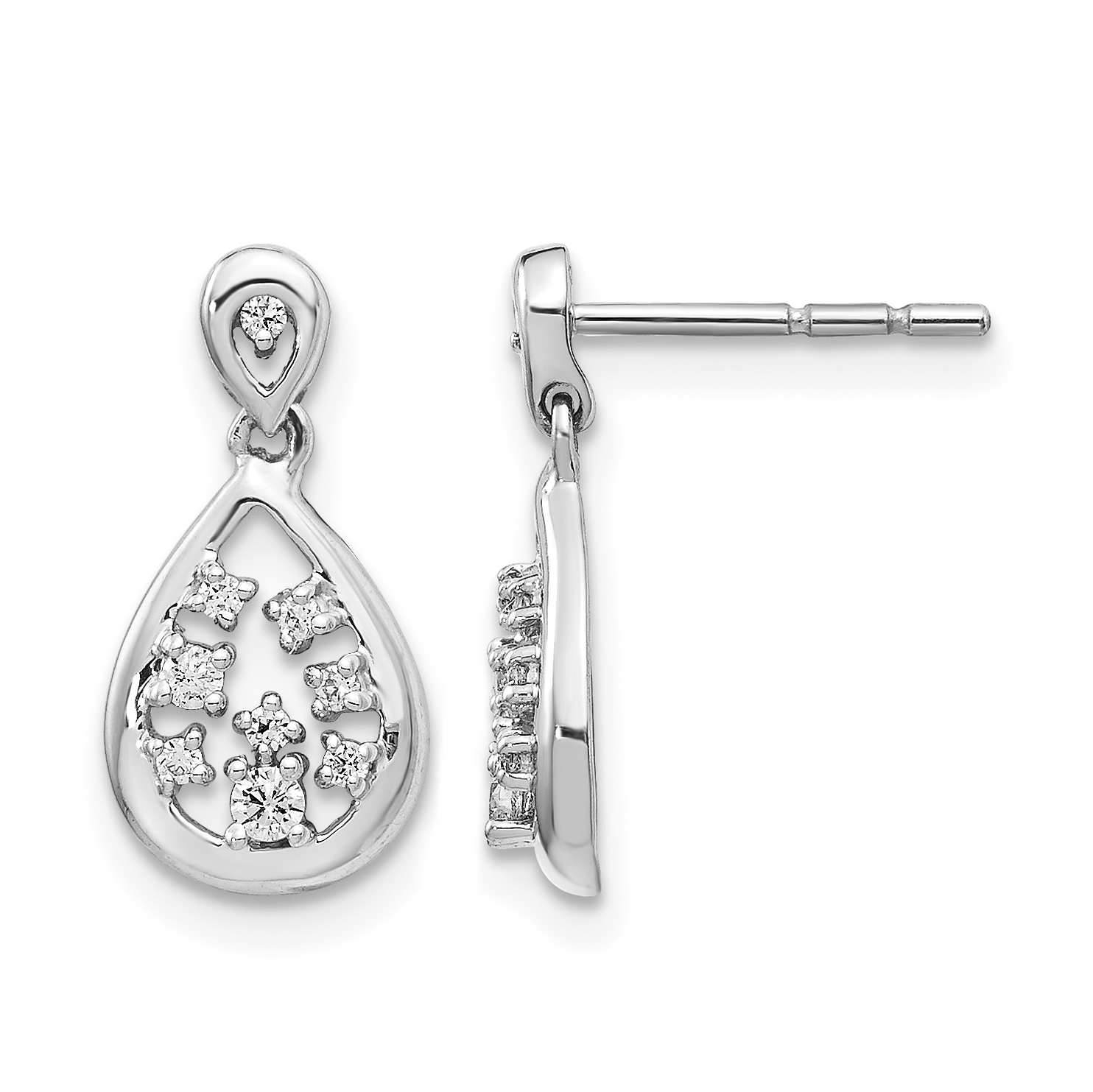 14k White Gold 1/6 carat Lab Grown Diamond VS/SI+ G+ Complete Dangle Teardrop Post Earrings (EM4385-016-WLG)
