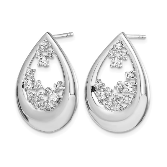 14k White Gold 3/4 carat Diamond Teardrop Post Earrings