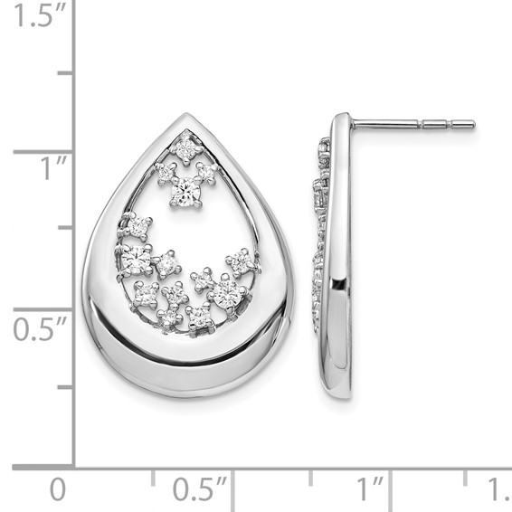 14k White Gold 3/4 carat Diamond Teardrop Post Earrings