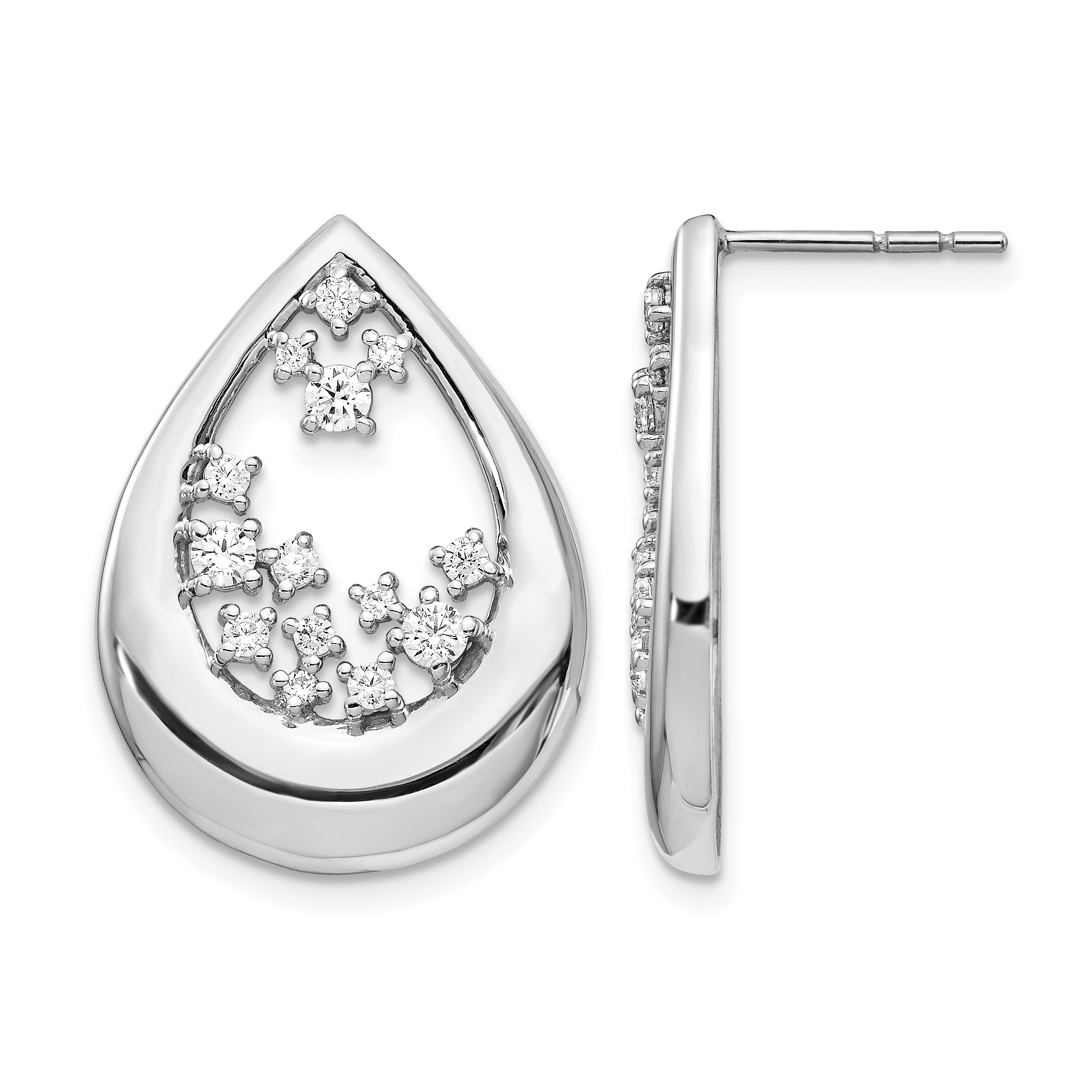 14k White Gold Diamond Post Earrings (EM4387-075-WA)