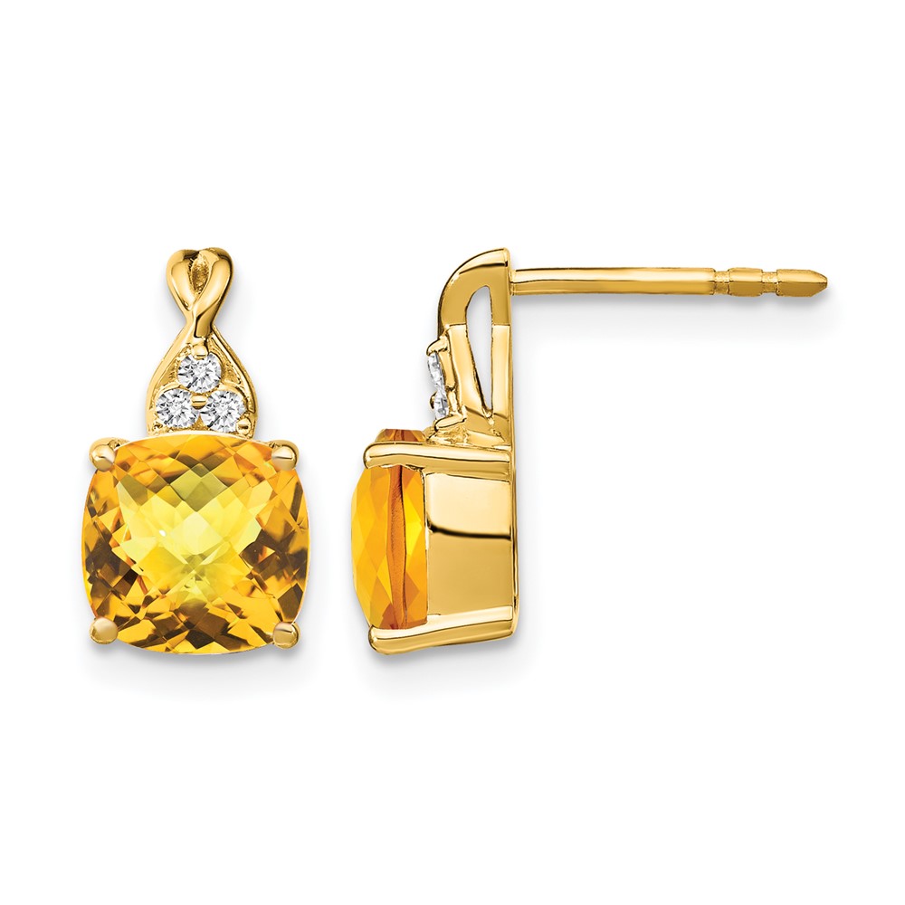 10k Checkerboard Citrine and Diamond Earrings (EM4393-CI-006-1YA)