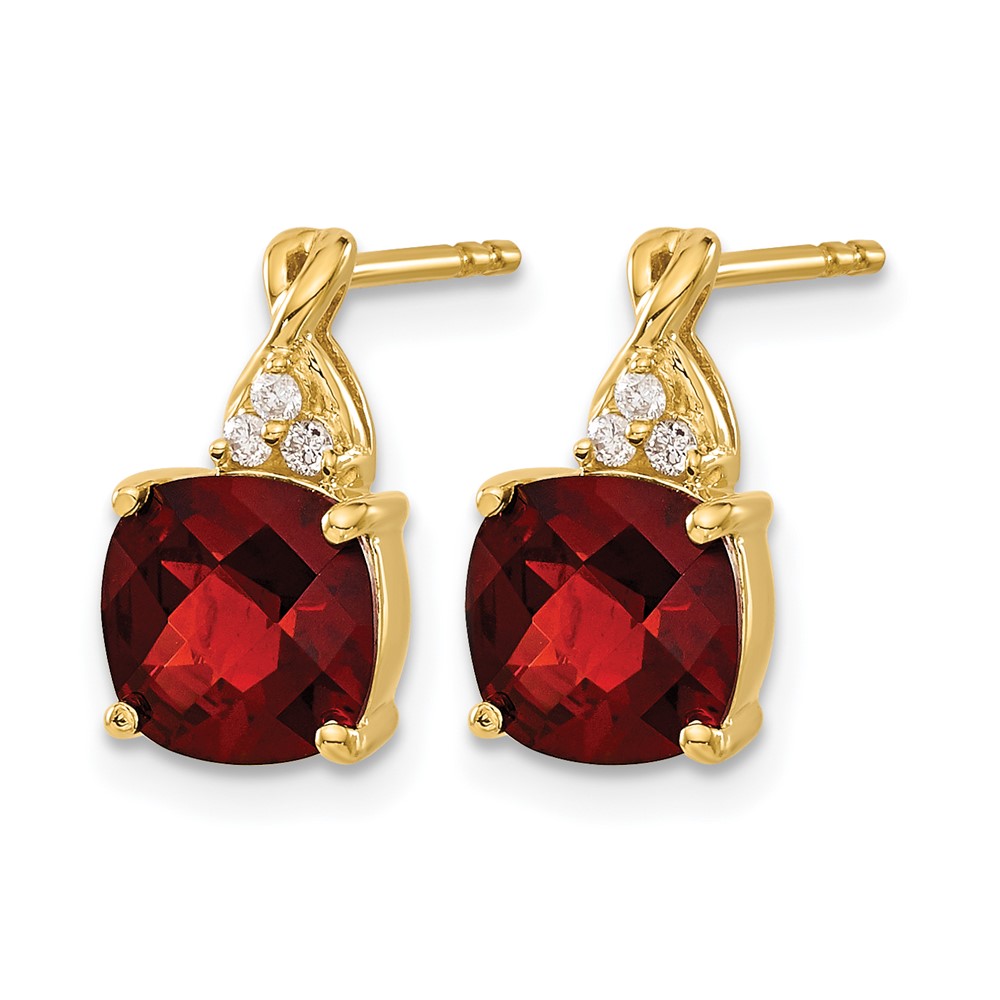 10k Checkerboard Garnet and Diamond Earrings (EM4393-GA-006-1YA)