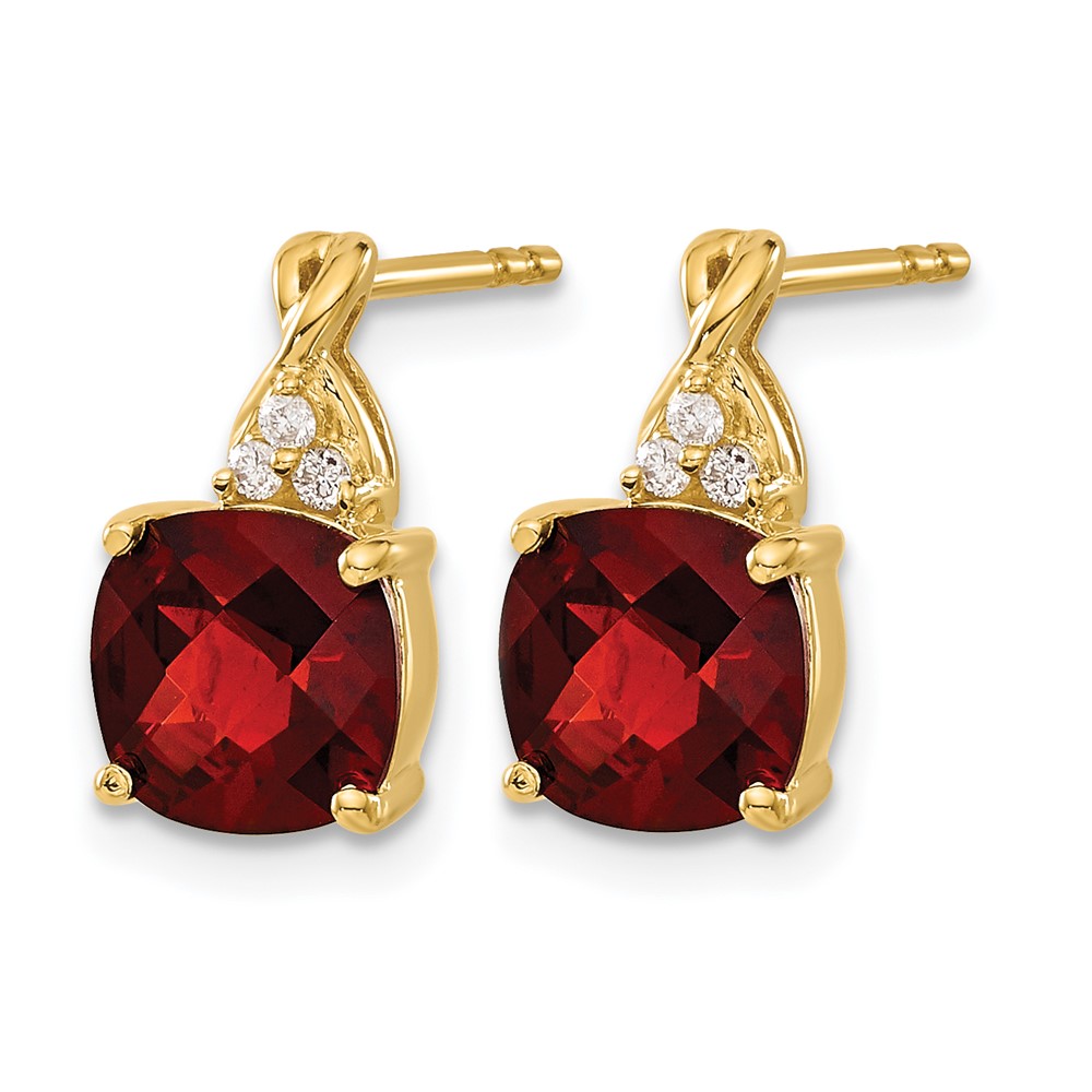 14k Checkerboard Garnet and Diamond Earrings (EM4393-GA-006-YA)