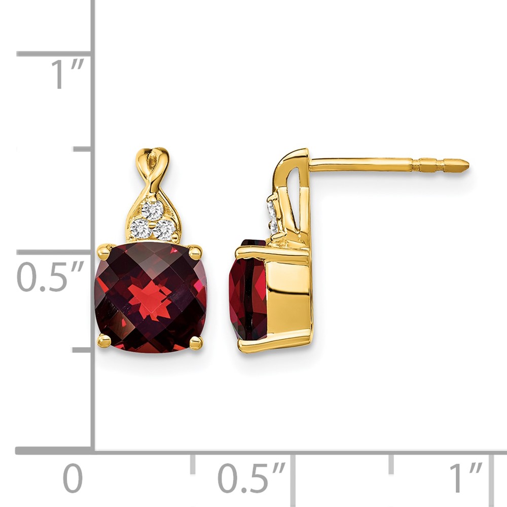 14k Checkerboard Garnet and Diamond Earrings (EM4393-GA-006-YA)