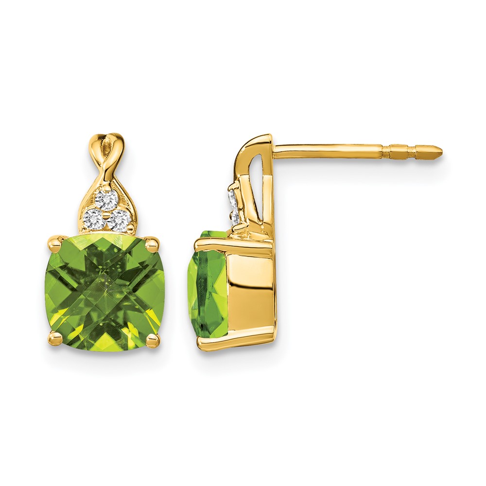 10k Checkerboard Peridot and Diamond Earrings (EM4393-PE-006-1YA)