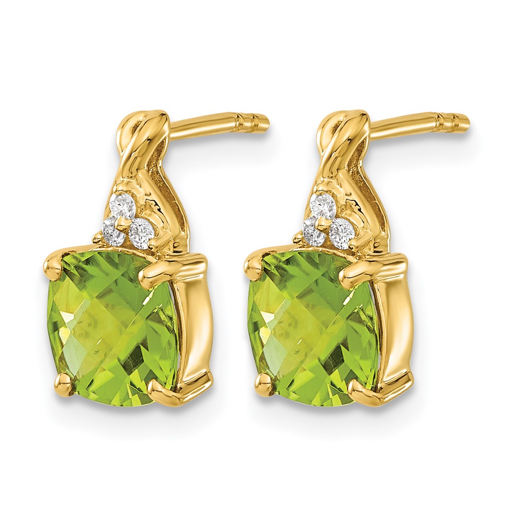 14k Checkerboard Peridot and Diamond Earrings (EM4393-PE-006-YA)