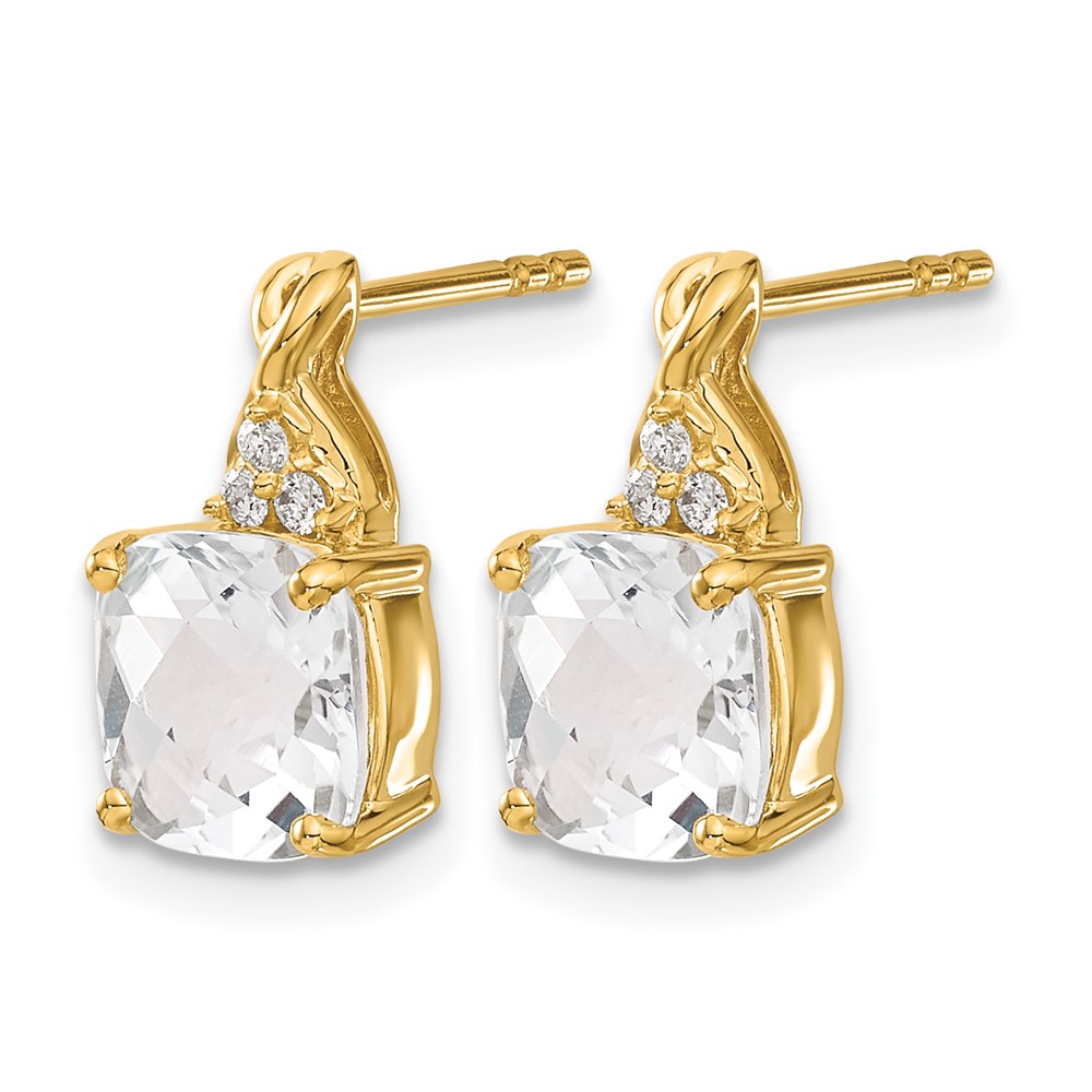 10k Checkerboard White Topaz and Diamond Earrings (EM4393-WT-006-1YA)