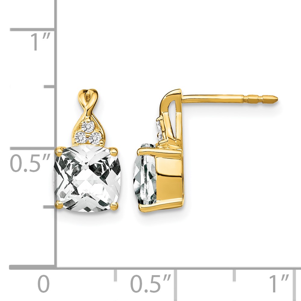 10k Checkerboard White Topaz and Diamond Earrings (EM4393-WT-006-1YA)