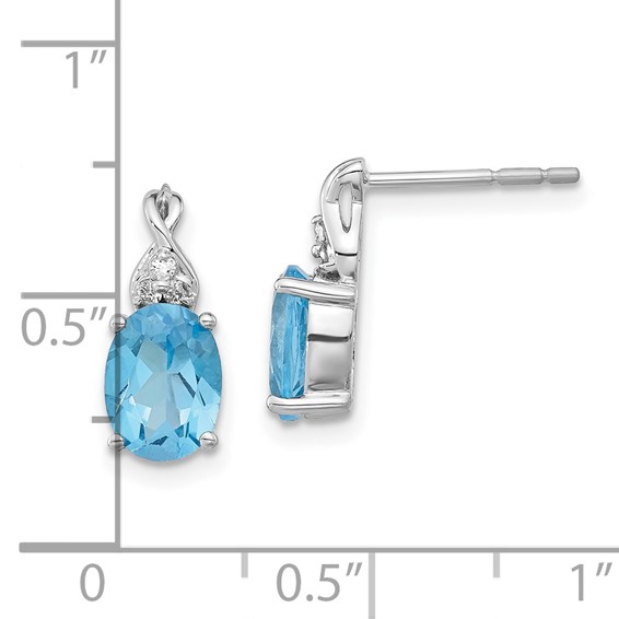 Oval Gemstone & Diamond Post Earrings                            