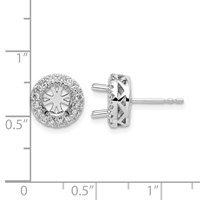 14K White Gold 0.50 Carat Certified Lab Grown Diamond VS SI+ G+ Semi Mount Round Halo Post Earrings view 3