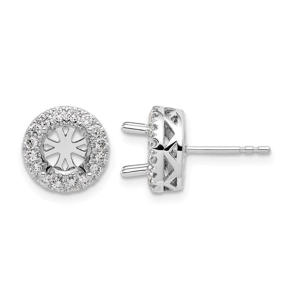 14K White Gold 0.50 Carat Certified Lab Grown Diamond VS SI+ G+ Semi Mount Round Halo Post Earrings
