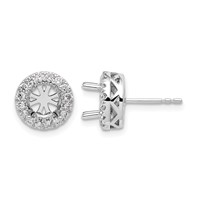 14K White Gold 0.50 Carat Certified Lab Grown Diamond VS SI+ G+ Semi Mount Round Halo Post Earrings view 1