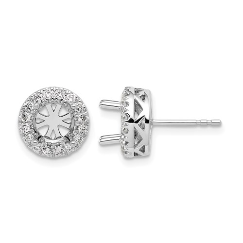 14K White Gold 0.50 Carat Certified Lab Grown Diamond VS SI+ G+ Semi Mount Round Halo Post Earrings