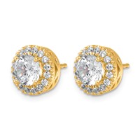 14K Yellow Gold 2.50 Carat Certified Lab Grown Diamond VS SI+ G+ Complete Round Halo Post Earrings view 2