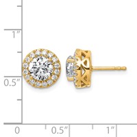 14K Yellow Gold 2.50 Carat Certified Lab Grown Diamond VS SI+ G+ Complete Round Halo Post Earrings view 3