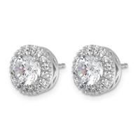14K White Gold 2.50 Carat Certified Lab Grown Diamond VS SI+ G+ Complete Round Halo Post Earrings view 2