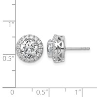 14K White Gold 2.50 Carat Certified Lab Grown Diamond VS SI+ G+ Complete Round Halo Post Earrings view 3